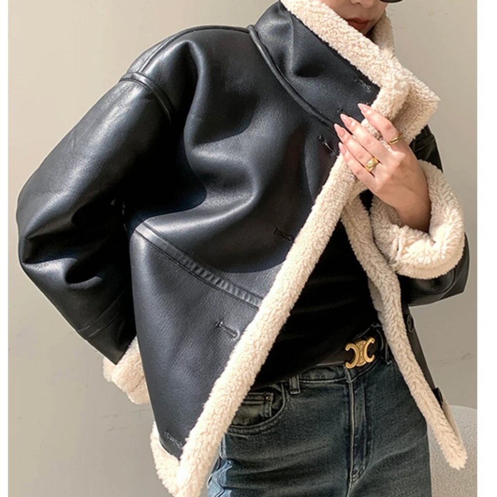 NWT | Commense | Fleece Lined Faux Leather Jacket  | Sz XS